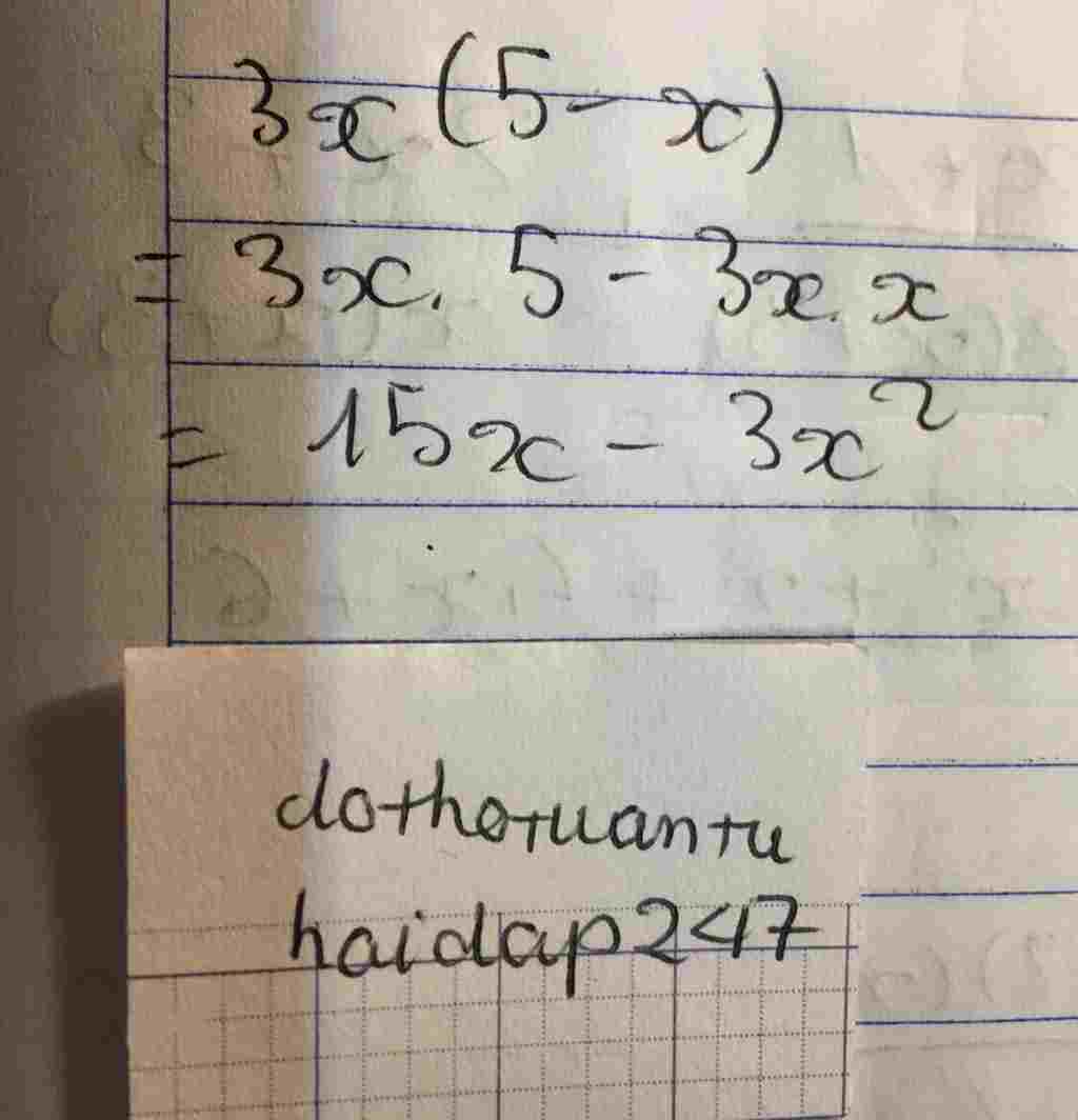 Toán Lớp 8: Kết quả của phép tính :3x(5-x) là toan-lop-8-ket-qua-cua-phep-tinh-3-5-la