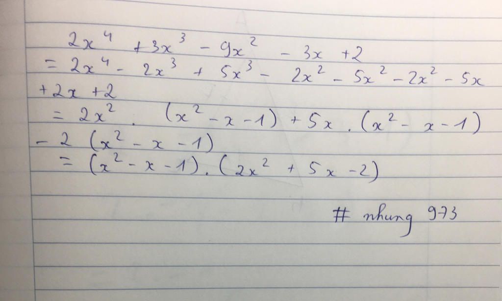 Toán Lớp 8: Phân tích nhân tử: 2x^4 + 3x^3 - 9x^2 -3x + 2 toan-lop-8-phan-tich-nhan-tu-2-4-3-3-9-2-3-2