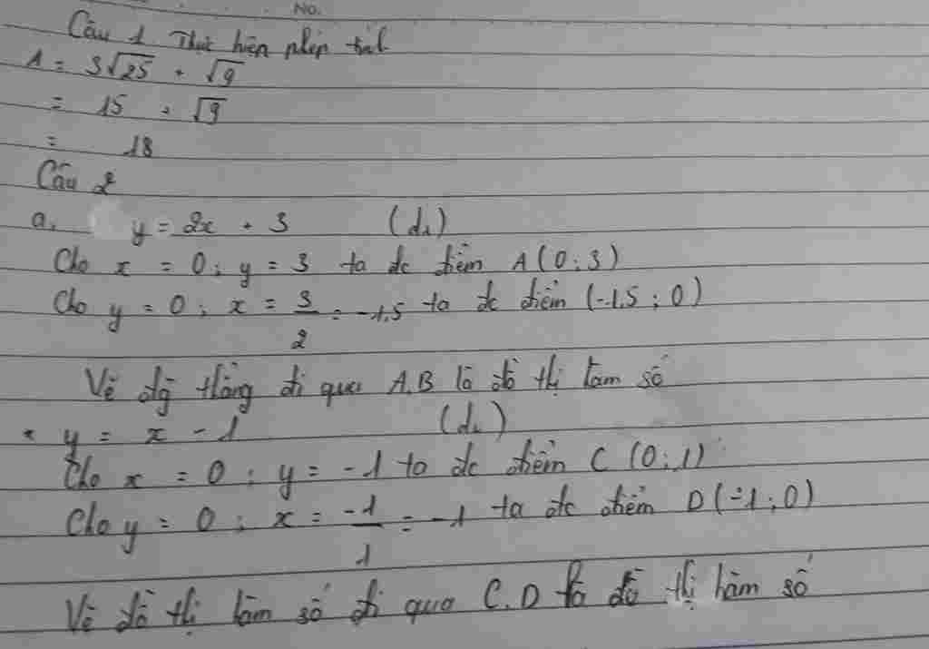 toan-lop-9-cau-1-a-thuc-hien-phep-tinh-a-3-25-9-cau-2-cho-2-ham-so-y-2-3-va-y-1-a-hay-ve-do-thi