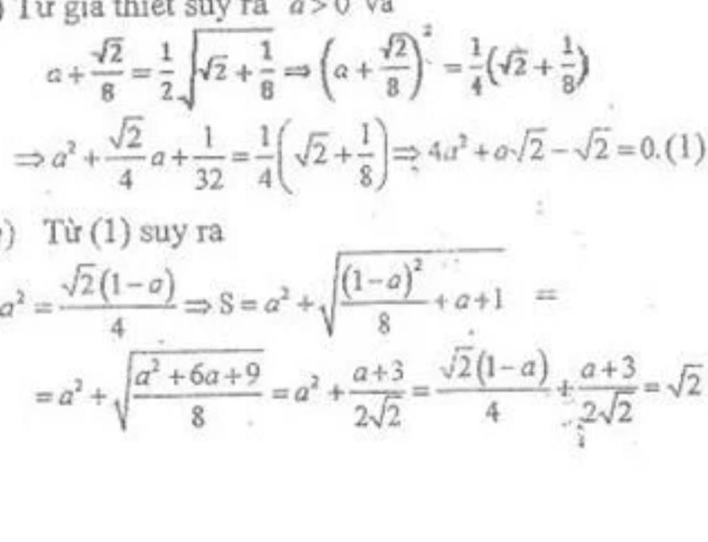 toan lop 9 cho a 1 2 sqrt sqrt 2 1 8 sqrt 2 8 a chung minh 4a 2 sqrt 2 a sqrt 2 0 b tinh s a 2 s toan-lop-9-cho-a-1-2-sqrt-sqrt-2-1-8-sqrt-2-8-a-chung-minh-4a-2-sqrt-2-a-sqrt-2-0-b-tinh-s-a-2-s