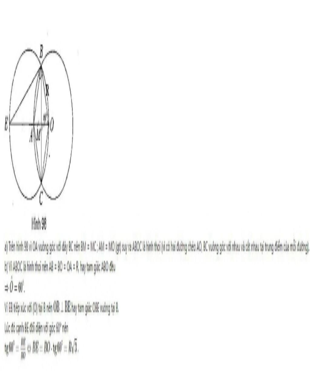 Toán Lớp 9: cho đường tròn O,R bán kính OA dây BC vuông góc với OA tại trung điểm tại M a. tứ giác OCAB là hìh j b.kẻ tiếp tuyến toan-lop-9-cho-duong-tron-o-r-ban-kinh-oa-day-bc-vuong-goc-voi-oa-tai-trung-diem-tai-m-a-tu-giac