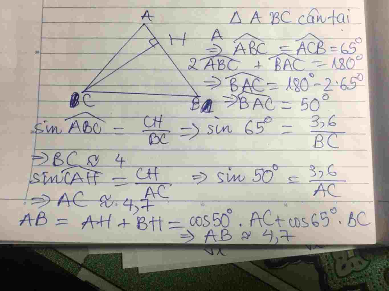 toan-lop-9-cho-tam-giac-abc-can-tai-a-goc-b-65-do-duong-cao-ch-3-6-hay-giai-tam-giac-abc
