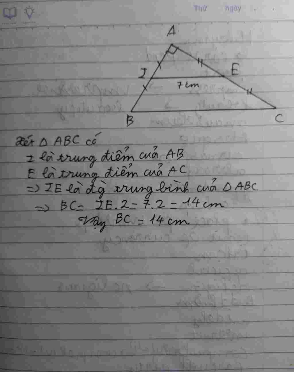 toan lop 9 cho tam giac abc i la trung diem cua ab e la trung diem cua ac ie 7cm tinh bc toan-lop-9-cho-tam-giac-abc-i-la-trung-diem-cua-ab-e-la-trung-diem-cua-ac-ie-7cm-tinh-bc