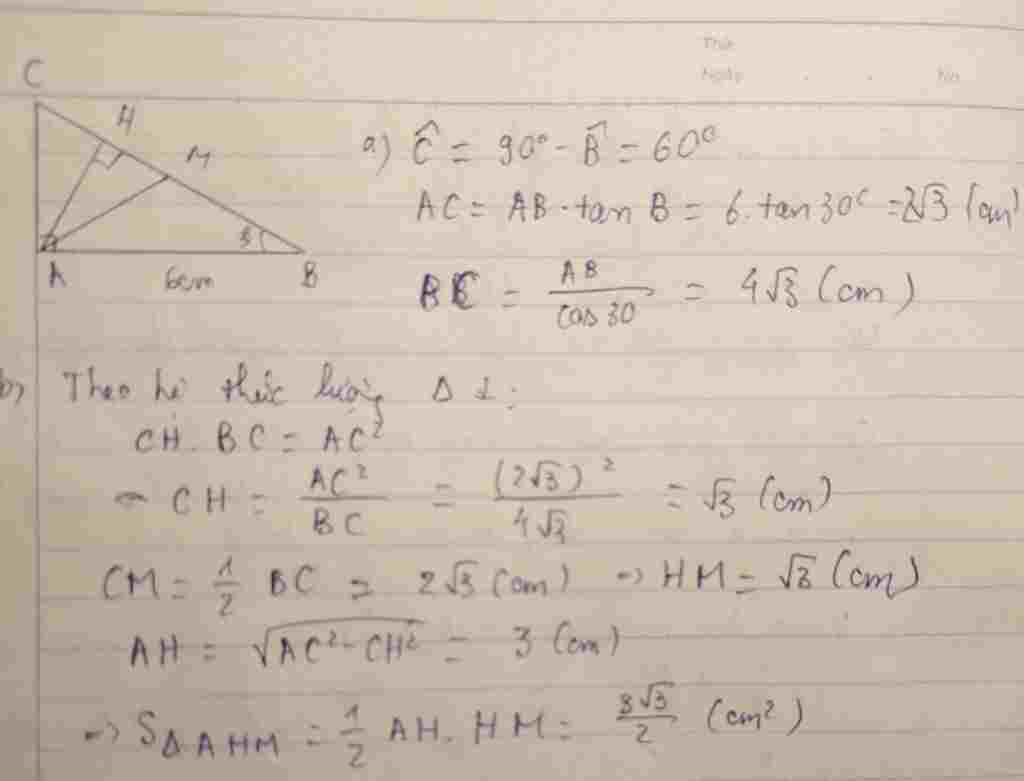 toan-lop-9-cho-tam-giac-abc-vuong-tai-a-co-b-300-ab-6cm-a-giai-tam-giac-abc-b-ve-duong-cao-ah-va