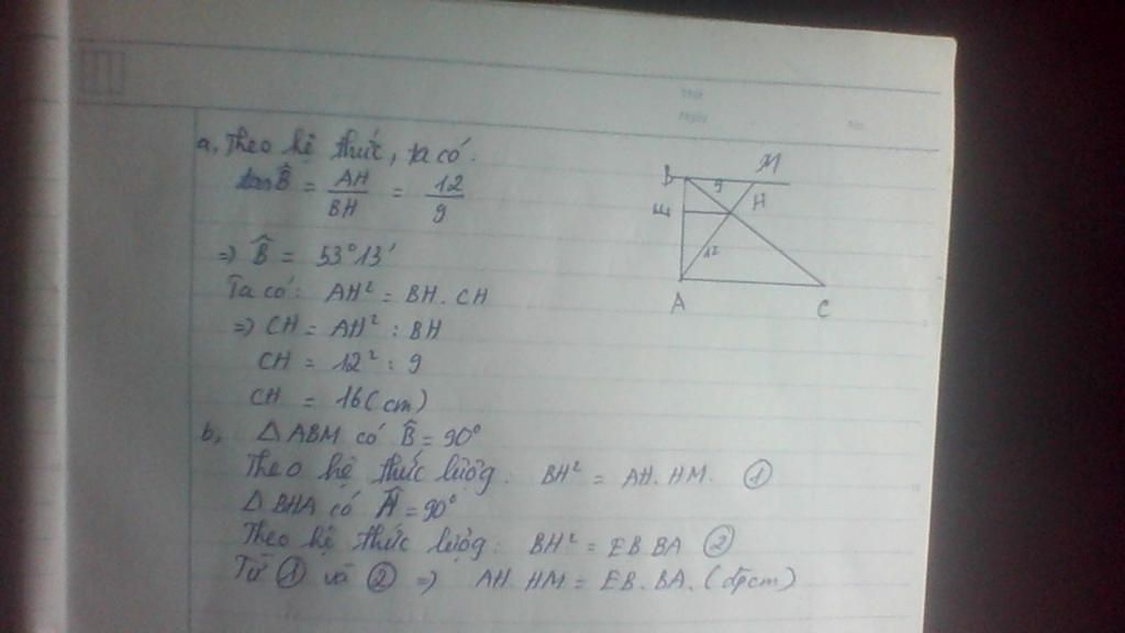 toan-lop-9-cho-tam-giac-abc-vuong-tai-a-duong-cao-ah-12cm-hb-9cm-a-tinh-goc-abc-tinh-hc-b-ke-he