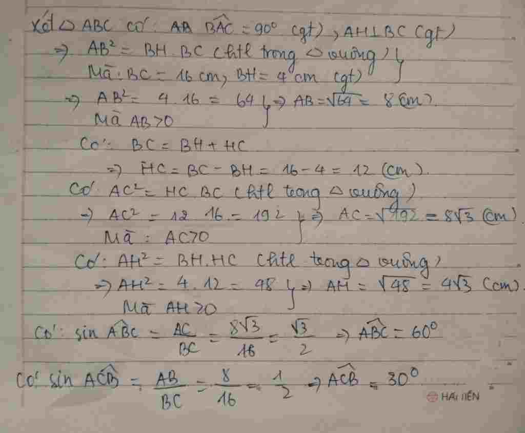 toan-lop-9-cho-tam-giac-abc-vuong-tai-a-duong-cao-ah-bc-16-cm-bh-4-cm-tinh-ab-ac-ah-ch-va-so-do