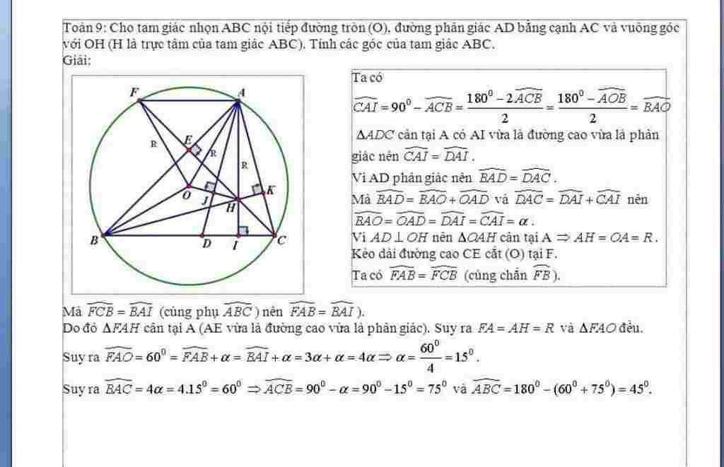 toan-lop-9-cho-tam-giac-nhon-abc-noi-tiep-duong-tron-o-duong-phan-giac-ad-bang-canh-ac-va-vuong