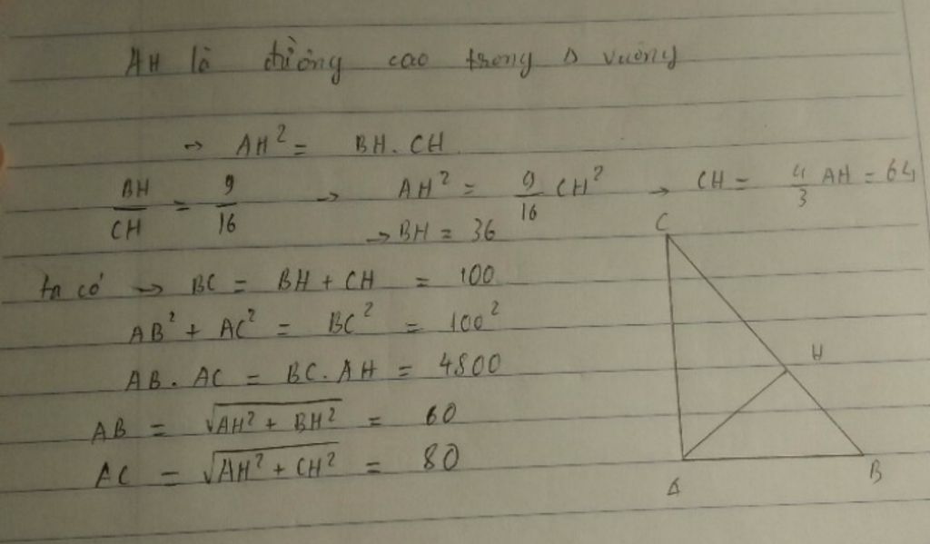 toan-lop-9-cho-triangle-abc-vuong-tai-a-duong-cao-ah-a-frac-sabc-sahc-frac-9-16-ab-ac-14cm-tinh